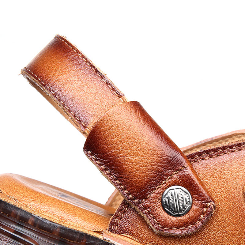 brown Men's Non-Slip Perforated Sandals for Outdoor