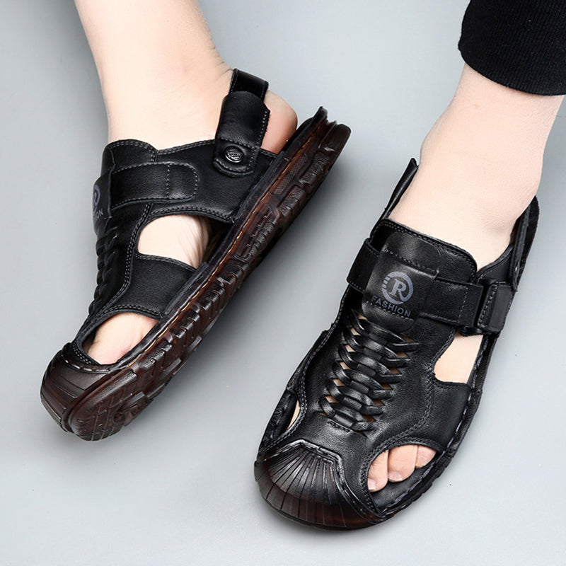 black Men's Non-Slip Perforated Sandals for Outdoor