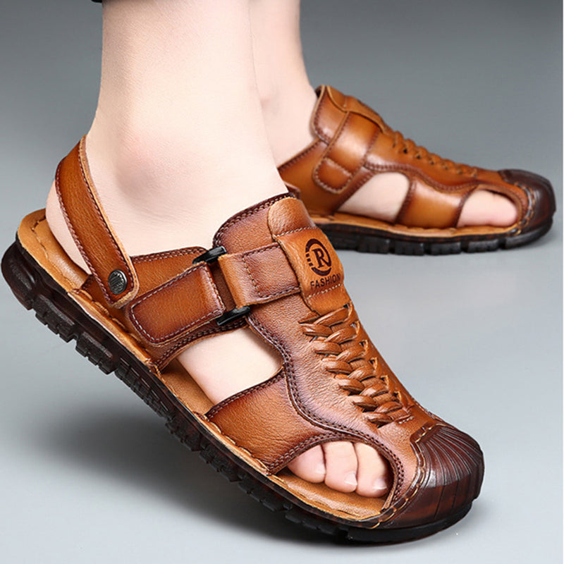 brown Men's Non-Slip Perforated Sandals for Outdoor