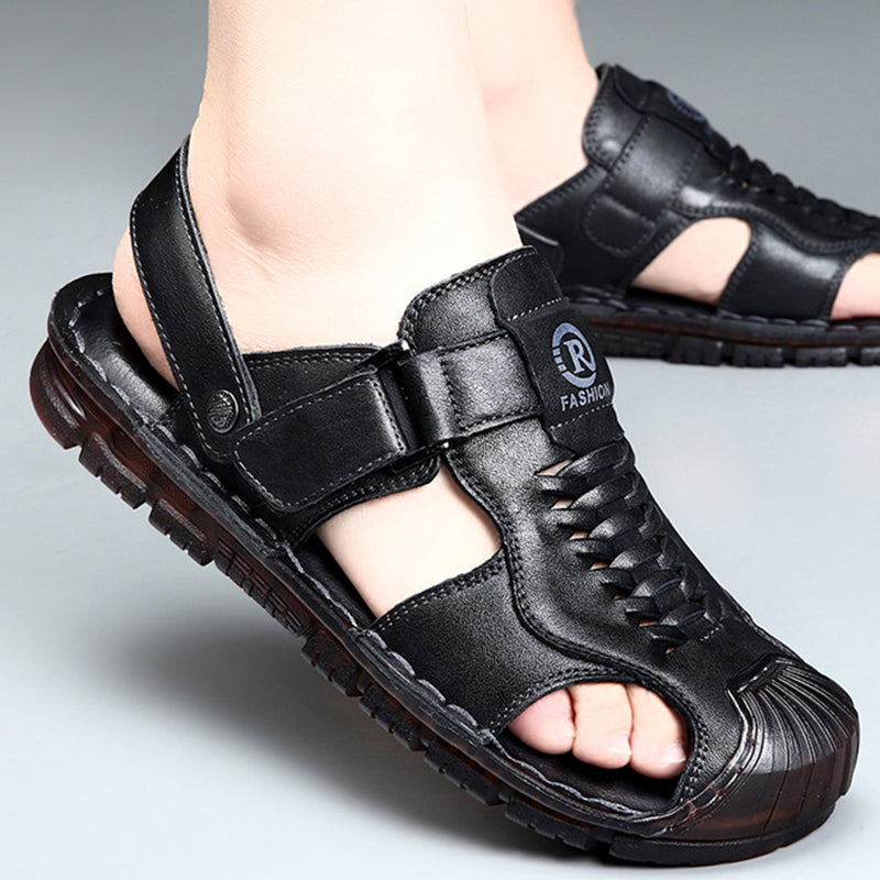black Men's Non-Slip Perforated Sandals for Outdoor