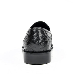 black Men's Retro Woven Patterned Slip-Ons