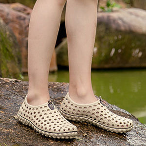 khaki Men's Summer Hollow Water Shoes Breathable Quick Dry Anti-Slip Beach Sandals