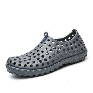 gray Men's Summer Hollow Water Shoes Breathable Quick Dry Anti-Slip Beach Sandals