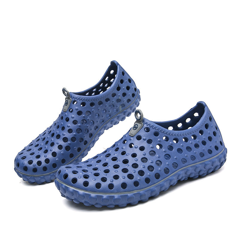 blue Men's Summer Hollow Water Shoes Breathable Quick Dry Anti-Slip Beach Sandals
