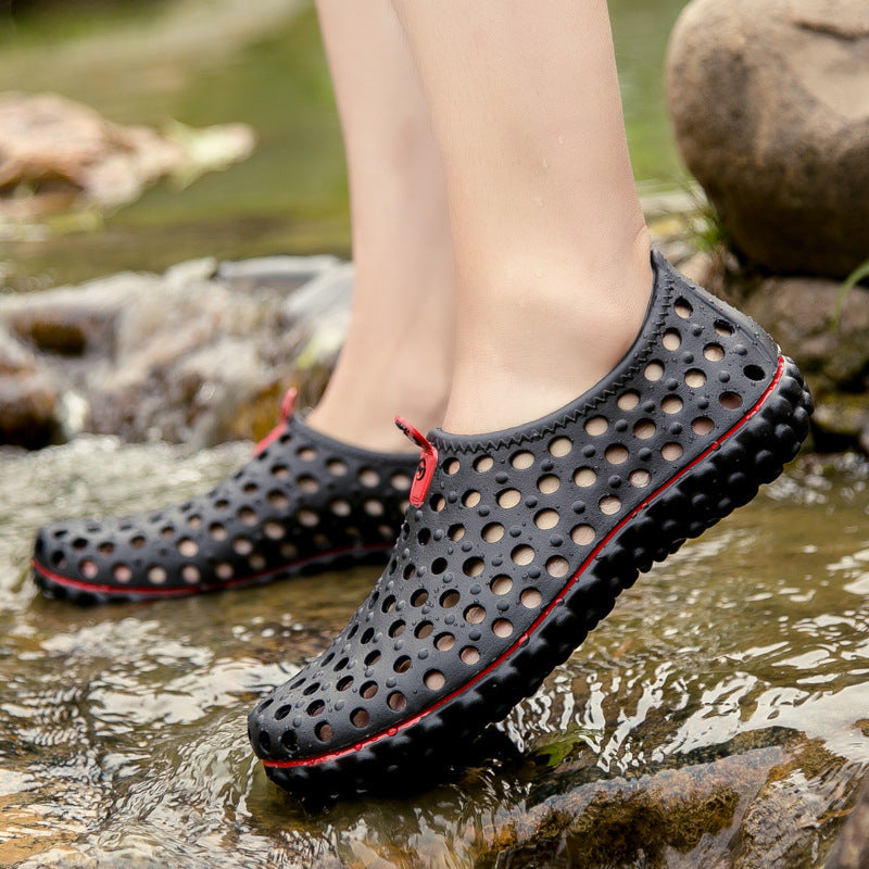 Men's Summer Hollow Water Shoes Breathable Quick Dry Anti-Slip Beach Sandals