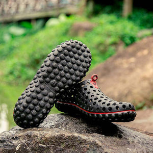 black Men's Summer Hollow Water Shoes Breathable Quick Dry Anti-Slip Beach Sandals