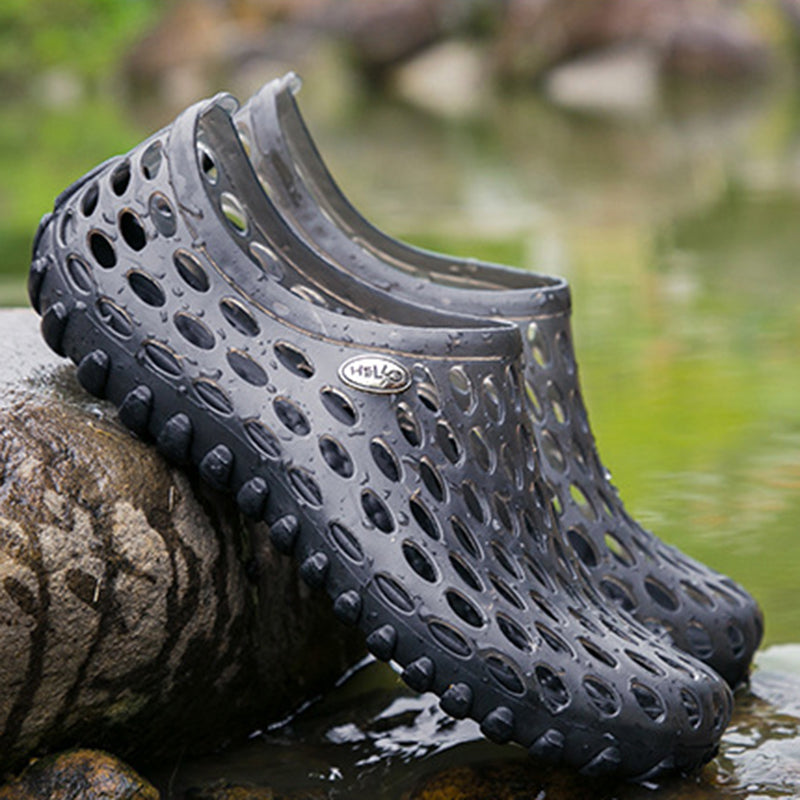 black Men's Summer Sandlets with Massage Footbed