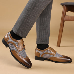 brown Men's Vintage Tweed Plaid 1920s Dress Shoes