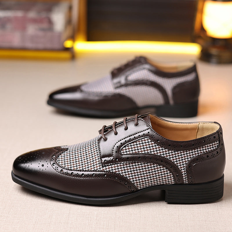 coffee Men's Vintage Tweed Plaid 1920s Dress Shoes