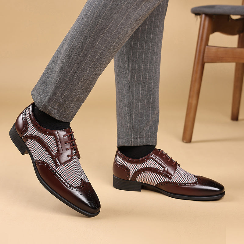 coffee Men's Vintage Tweed Plaid 1920s Dress Shoes