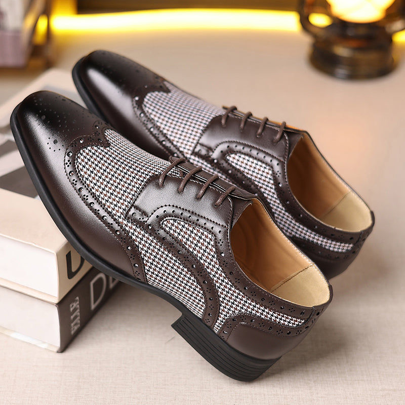 coffee Men's Vintage Tweed Plaid 1920s Dress Shoes