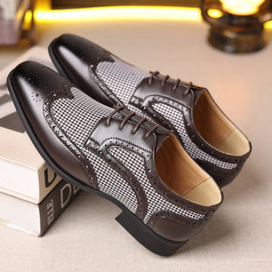 coffee Men's Vintage Tweed Plaid 1920s Dress Shoes