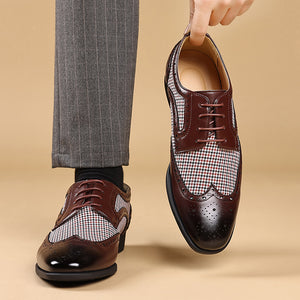 Men's Vintage Tweed Plaid 1920s Dress Shoes