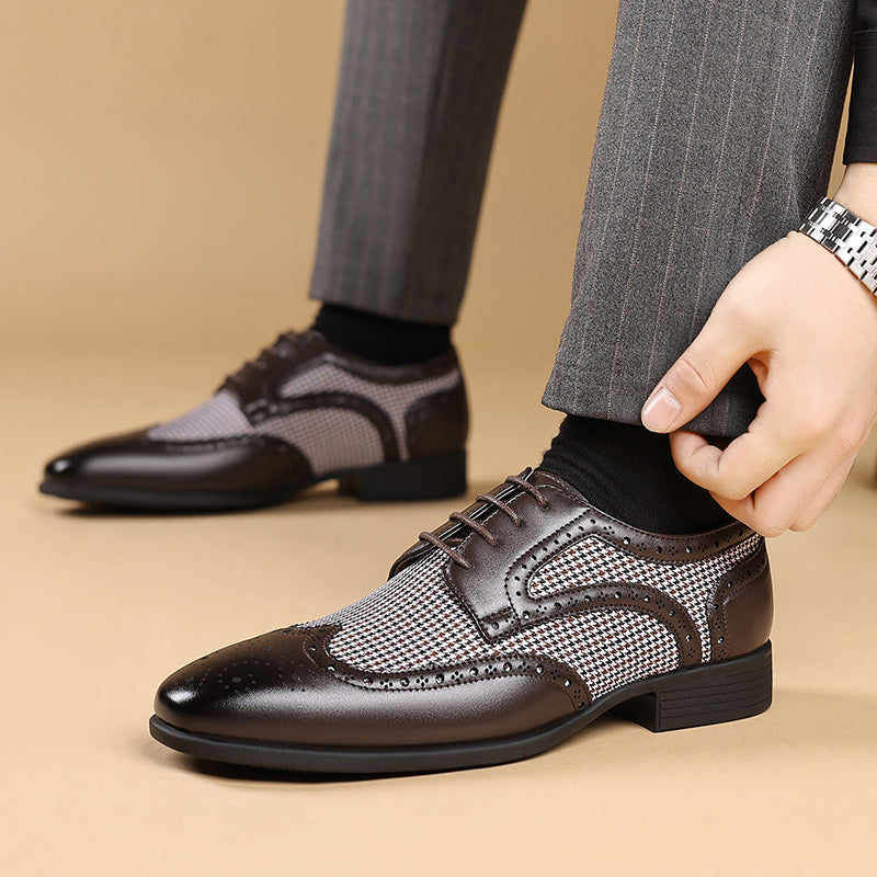 coffee Men's Vintage Tweed Plaid 1920s Dress Shoes