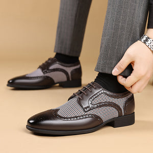 coffee Men's Vintage Tweed Plaid 1920s Dress Shoes