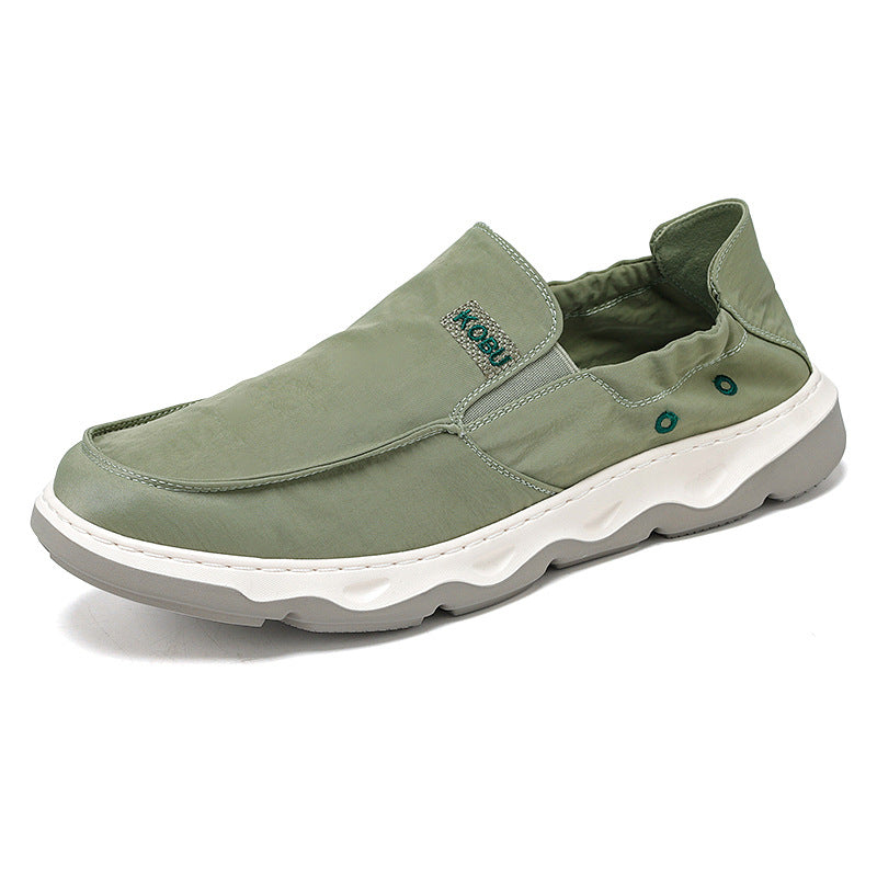 green Men's Lightweight Summer Breathable Ice Silk Slip-On Loafers