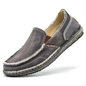 Men's distressed cvanvas loafers