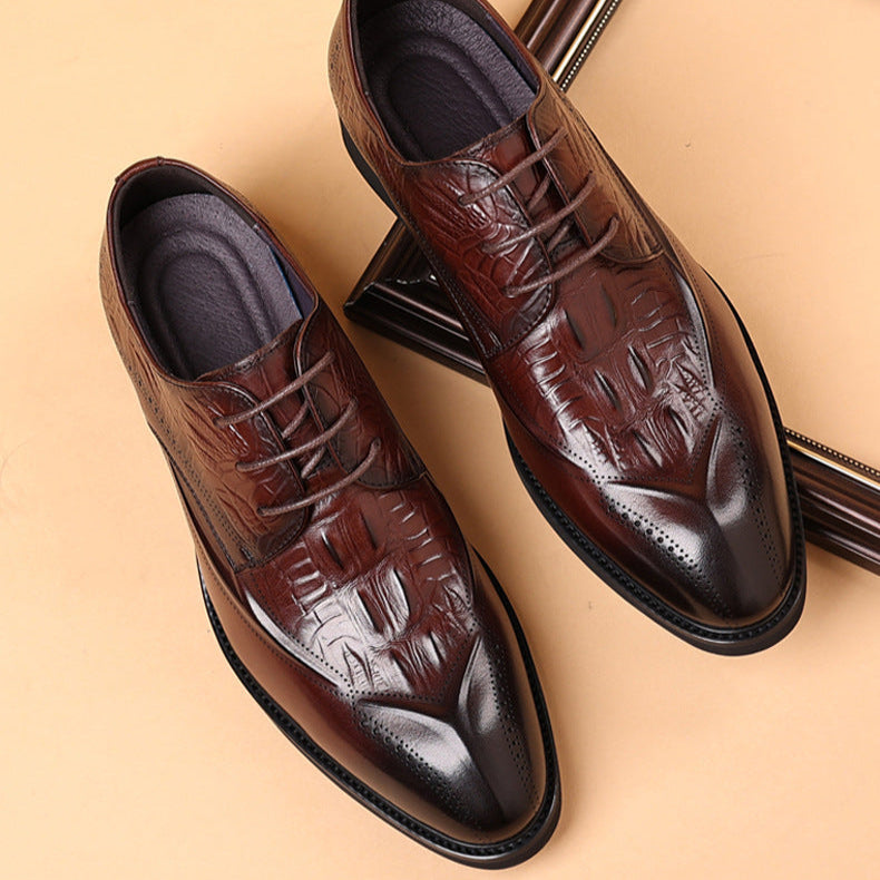 Men's vintage genuine leather alligator oxfords