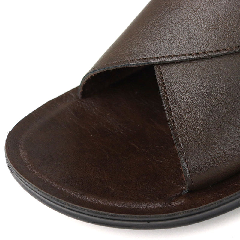 coffee Men's adjustable velcro slingback sandals