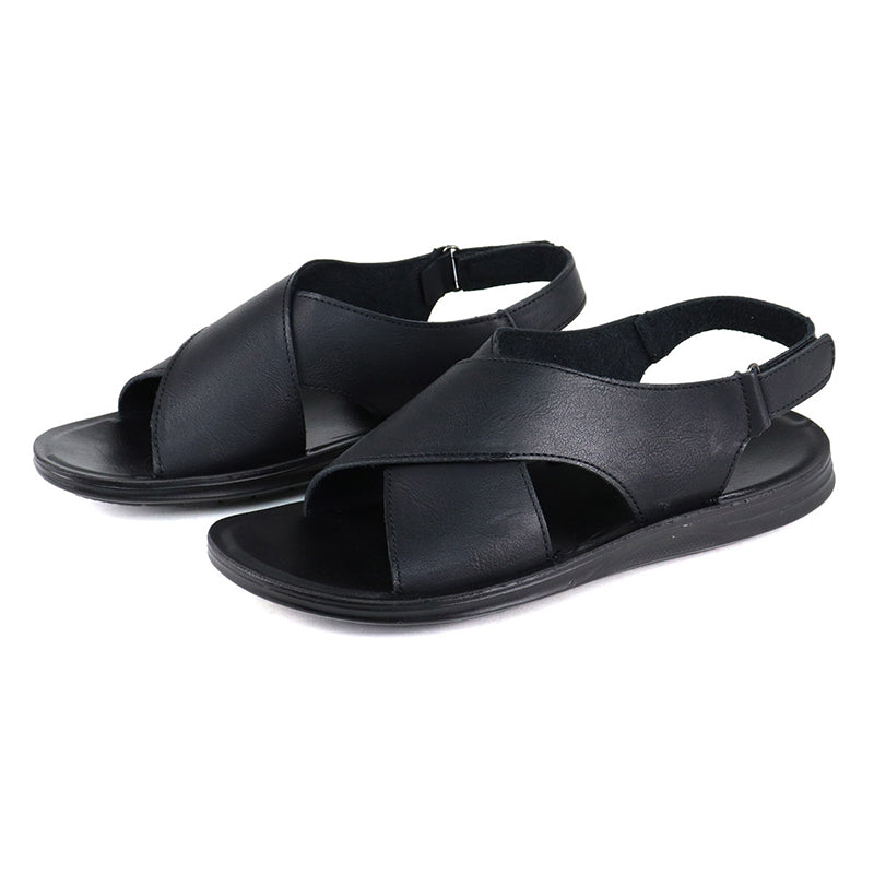 black Men's adjustable velcro slingback sandals