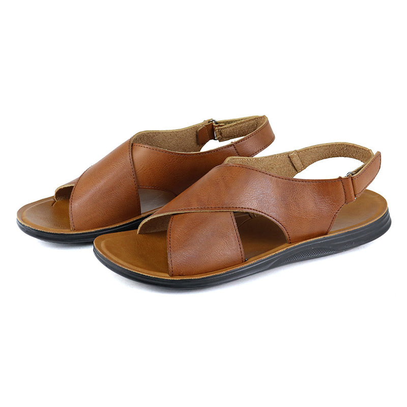 brown Men's adjustable velcro slingback sandals