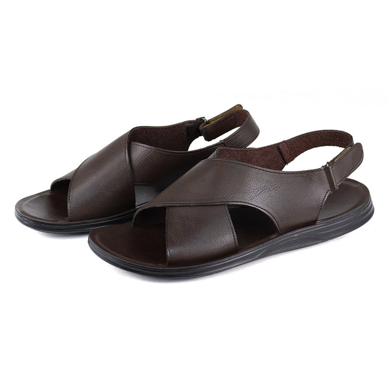 coffee Men's adjustable velcro slingback sandals