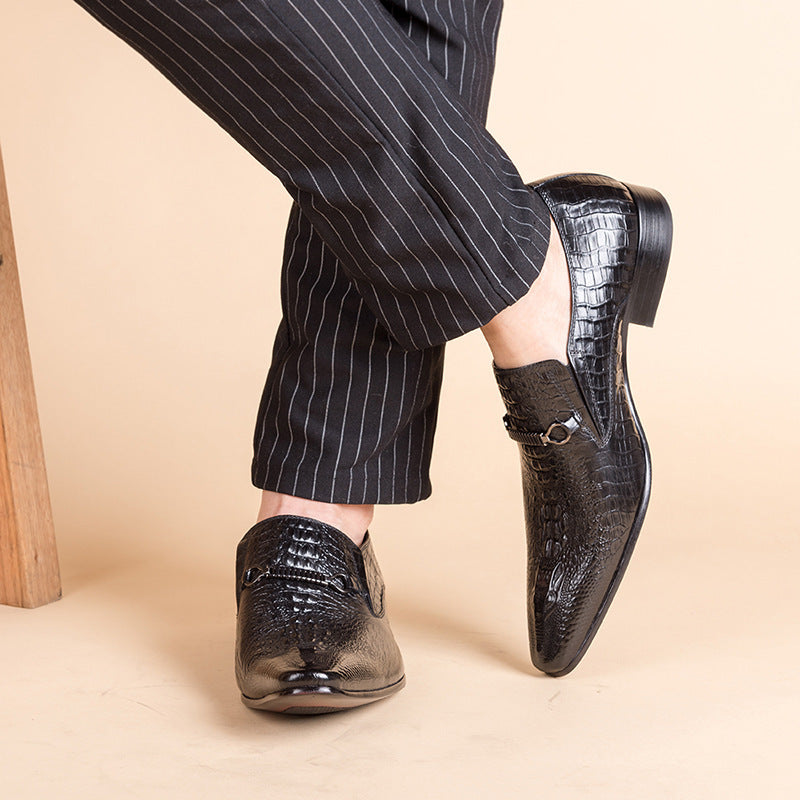 black Men's alligator embossed dress shoes