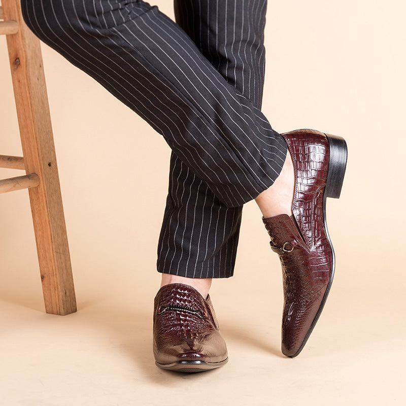 coffee Men's alligator embossed dress shoes