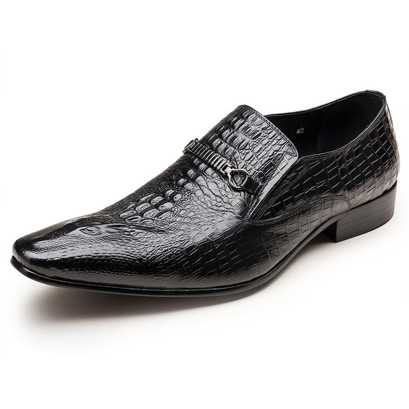 black Men's alligator embossed dress shoes
