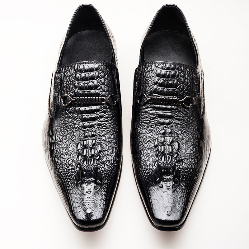 black Men's alligator embossed dress shoes