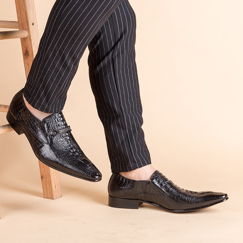 black Men's alligator embossed dress shoes