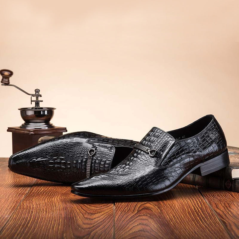 black Men's alligator embossed dress shoes