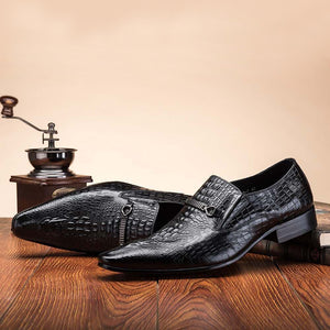black Men's alligator embossed dress shoes