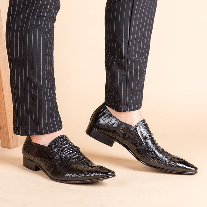 black Men's alligator embossed dress shoes