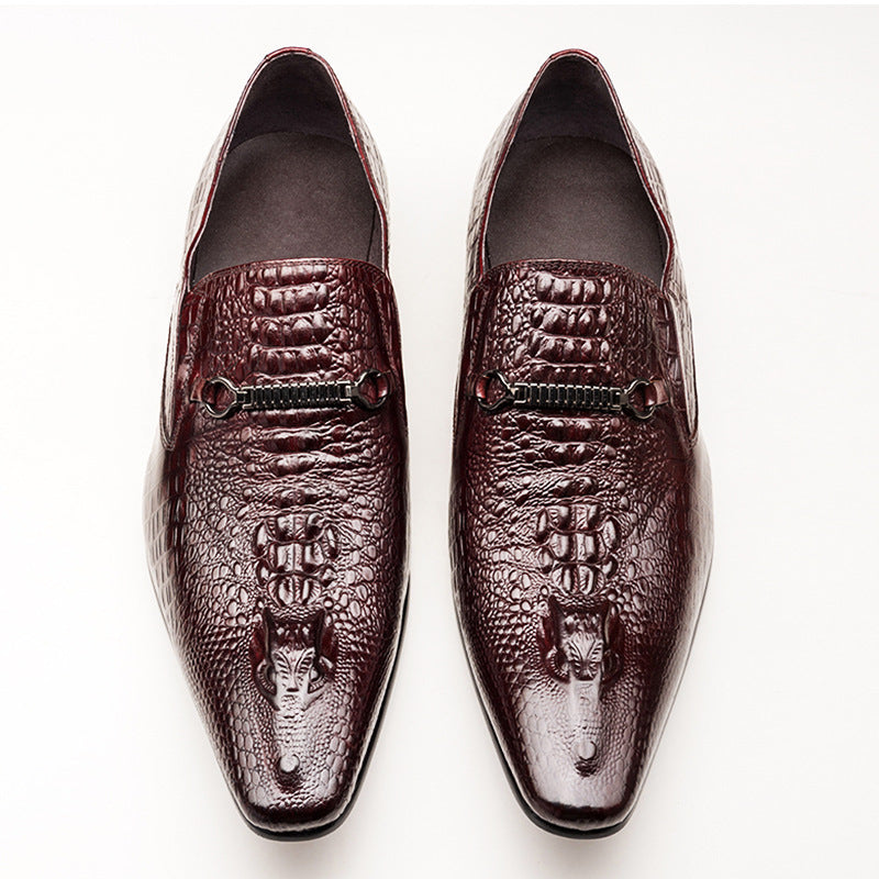 coffee Men's alligator embossed dress shoes