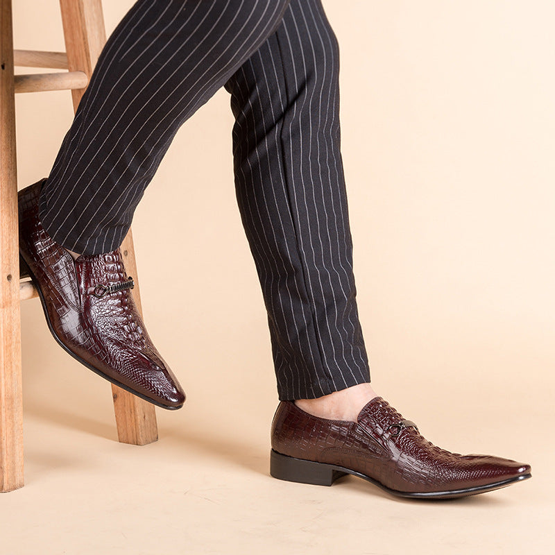 coffee Men's alligator embossed dress shoes
