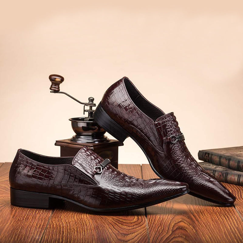 coffee Men's alligator embossed dress shoes