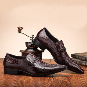 coffee Men's alligator embossed dress shoes