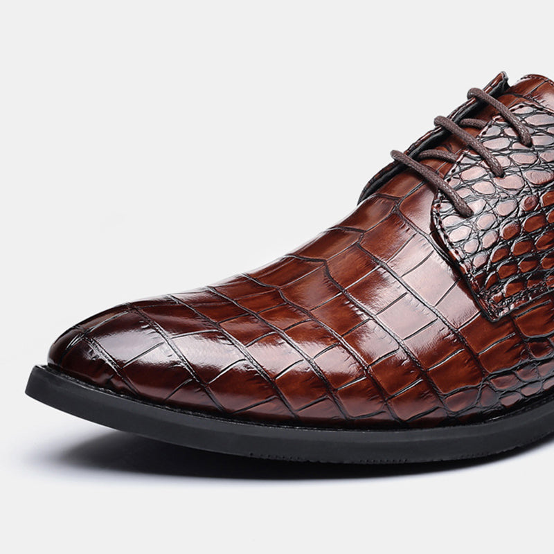 Men's alligator pattern oxfords shoes pointed toe