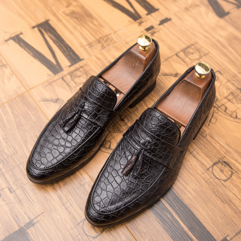 black Men's alligator tassels slip-ons