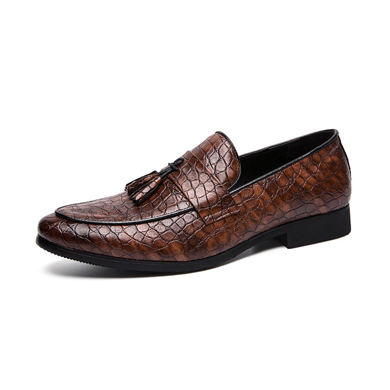 coffee Men's alligator tassels slip-ons