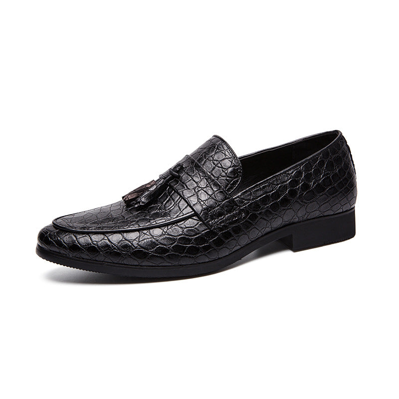 black Men's alligator tassels slip-ons