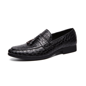 black Men's alligator tassels slip-ons