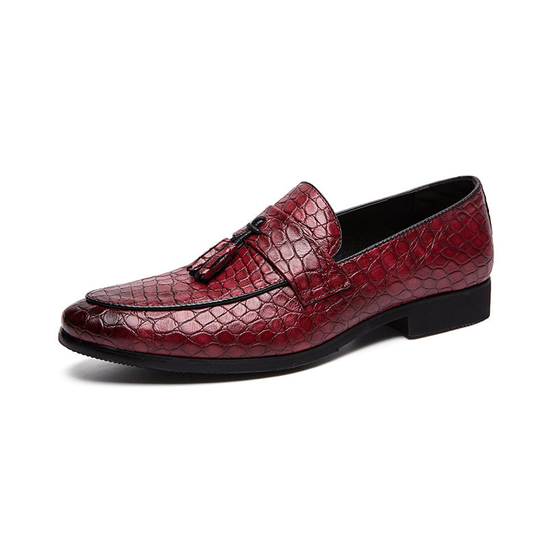red Men's alligator tassels slip-ons