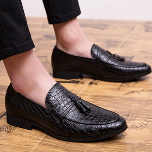 Men's alligator tassels slip-ons