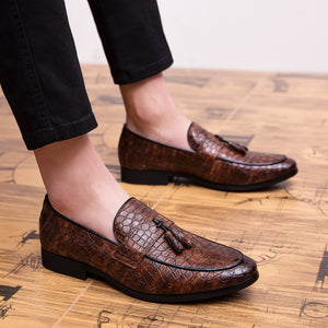 Men's alligator tassels slip-ons