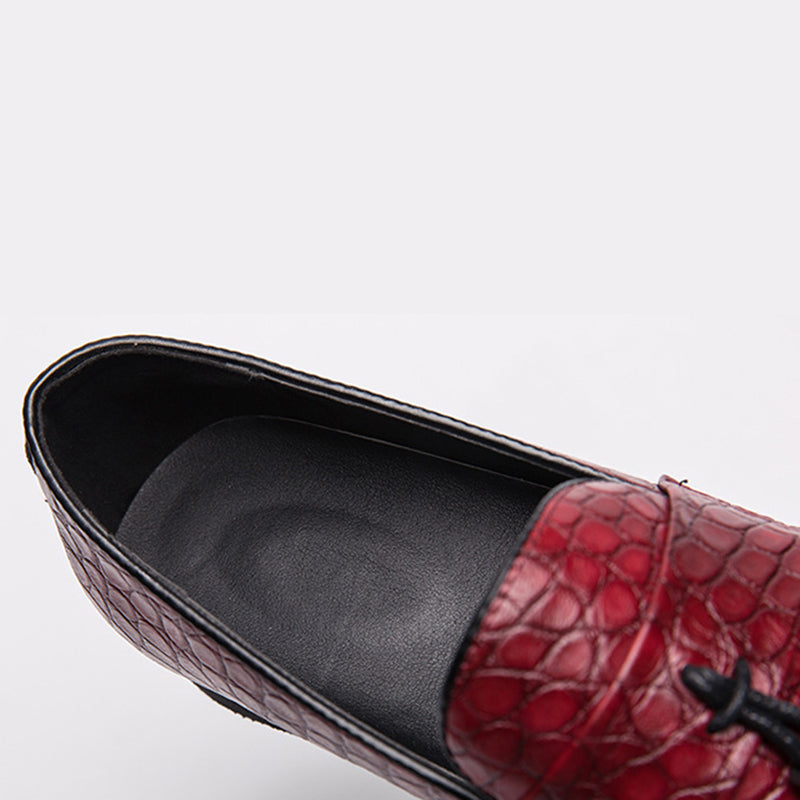 red Men's alligator tassels slip-ons