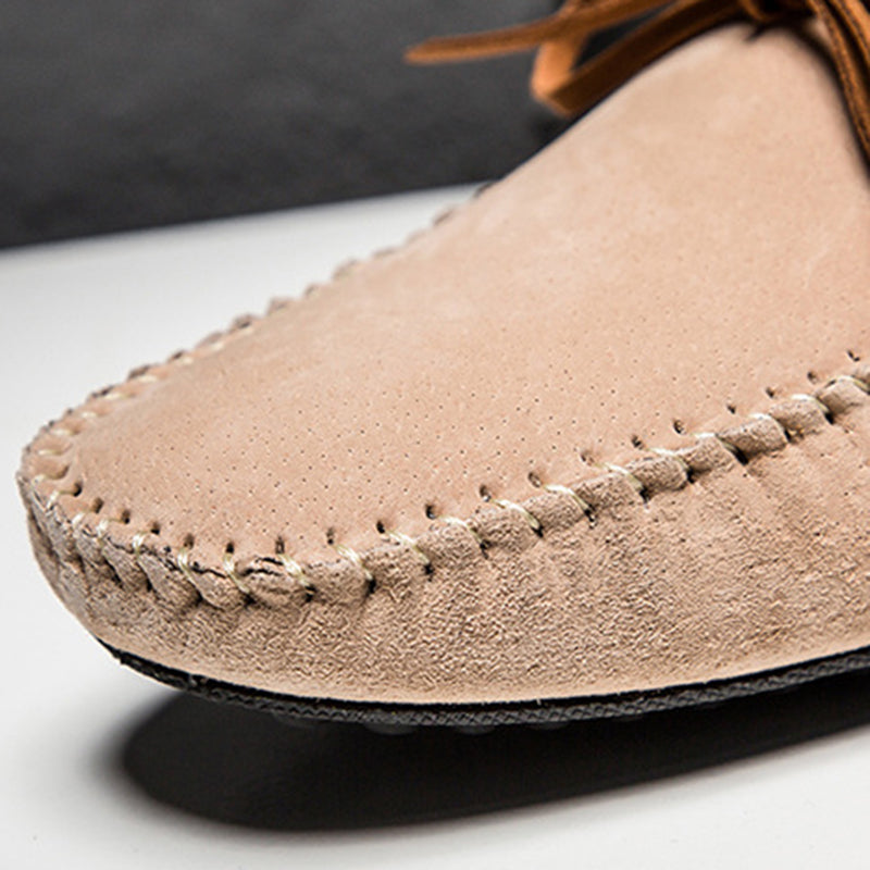 khaki Men's bow moccasins shoes anti-skid flat driving shoes