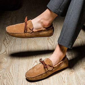Men's bow moccasins shoes anti-skid flat driving shoes
