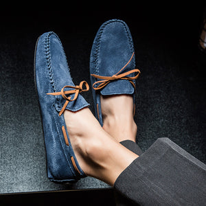 Men's bow moccasins shoes anti-skid flat driving shoes